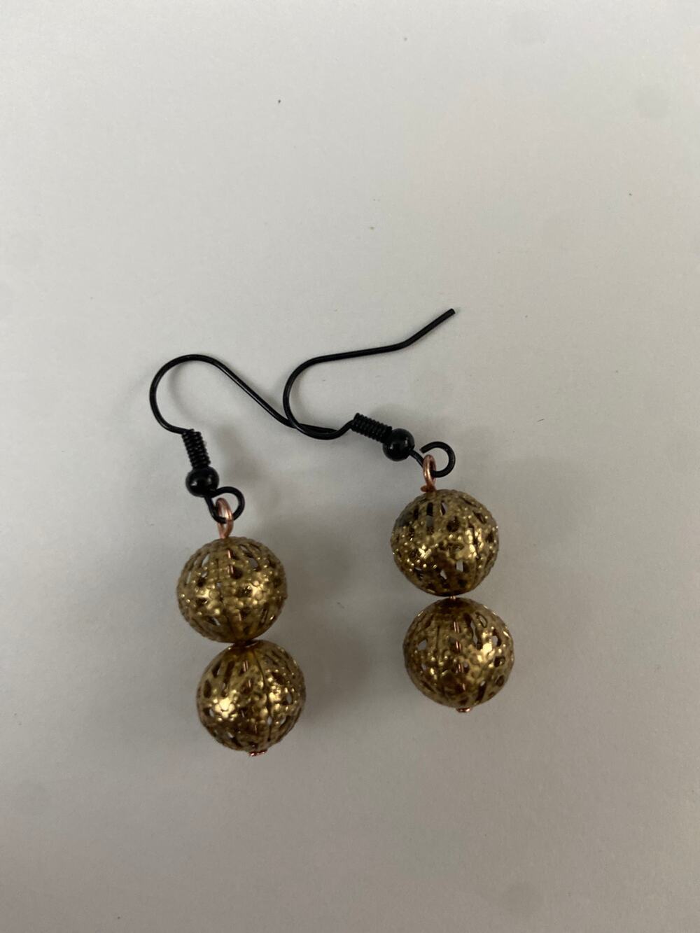 Gold globe beaded earrings